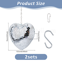 Heart Glass Mirror Ball Reflective Ball&nbsp;AJEW-WH0036-123A