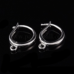 変色防止ロジウムメッキ 925スターリングシルバーフレンチフックピアス金具  ウィットループ  プラチナ  14x10x2mm  穴：1.4mm  ピン：0.7mm&nbsp;STER-I017-087P