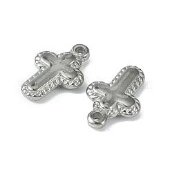 変色しない304ステンレススチールペンダント  クロスチャーム  ステンレス鋼色  20x12.5x3.4mm  穴：2mm&nbsp;LS-STAS-F294-01C-P