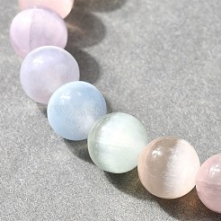 天然セレナイトのラウンドビーズストレッチブレスレット（男女兼用）  内径：2-1/8インチ（5.3cm）&nbsp;BJEW-JB12061