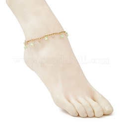 Cat Eye Round Tassel 304 Stainless Steel Twisted Chain Anklets for Women&nbsp;AJEW-AN00698-01