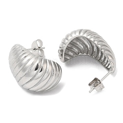 変色しない304ステンレススチールクロワッサンスタッドピアス  ステンレス鋼色  23x13mm&nbsp;EJEW-B026-17P