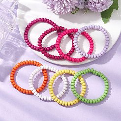 アクリルロンデルビーズストレッチブレスレットセット  ミックスカラー  内径：2-1/4インチ（5.7cm）  8色  1pc /カラー  8個/セット&nbsp;BJEW-JB11020-02
