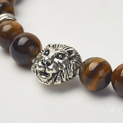 Natural Tiger Eye Beaded Stretch Bracelets&nbsp;BJEW-P069-06AS