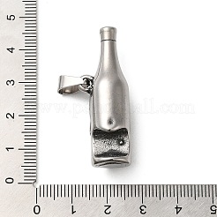 304ステンレスペンダント  アンティークシルバー  スカルボトルチャーム  14.5x41x12mm  穴：9mm&nbsp;STAS-Z045-03B-AS