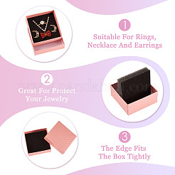 厚紙製ジュエリーボックス10個  ペンダント＆イヤリング＆リング  内部のスポンジ  正方形  ピンク  7.5x7.5x3.5cm&nbsp;CBOX-TA0001-19