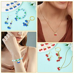 50個のガラスペンダント  チェリー＆フラワー  樹脂とゴールドの丸カンループ付き  レッド  20.5x16.5x8mm  穴：4mm&nbsp;PALLOY-SZ00001