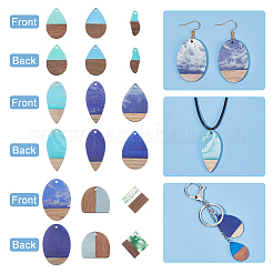 18Pcs 9 Styles Resin & Walnut Wood Pendants&nbsp;RESI-PH0002-02