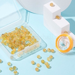 100個8mm天然金ルチルクォーツラウンドビーズ  10mの弾性水晶糸付き  DIYストレッチブレスレット作成キット用  8mm  穴：1mm&nbsp;DIY-LS0002-49