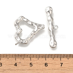 真鍮製マンテル  カドミウムフリー＆ニッケルフリー＆鉛フリー  ハート  プラチナ  ハート：21x20x3.5mm  穴：1.6mm  バー：7.5x30x3.5mm  穴：1.6mm&nbsp;KK-H480-01P