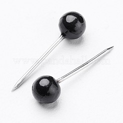 アクリルボールヘッドマップピン  引き抜きプッシュピン  304ステンレスピン付き  ブラック  15x4mm&nbsp;FIND-WH0001-02C