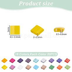 360Pcs 18 Colors 2-Hole Opaque Glass Seed Beads&nbsp;SEED-HY0001-27