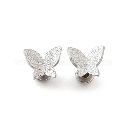 304ステンレススチールスタッドピアス  ステンレス鋼色  蝶  6x8mm&nbsp;EJEW-H161-01P-D