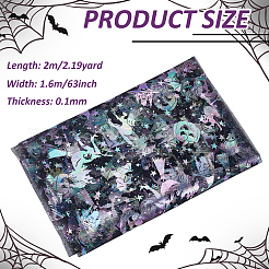 ハロウィーンのポリエステルメッシュ生地  DIY工芸品  魔女模様の長方形  カラフル  1600x0.1mm&nbsp;AJEW-WH0314-852C