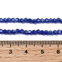 ガラスビーズ連売り  ABカラーメッキ  多面カット  双円錐形  ブルー  2.9~3.3x2mm  穴：0.5mm  約135~140個/連  38~40cm&nbsp;EGLA-S056-2mm-05
