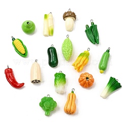 不透明樹脂ペンダント  野菜  プラチナ  17~36x14~22x7.5~13mm  穴：2mm&nbsp;CRES-D313-03P
