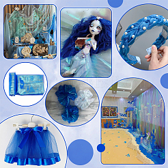 レーザーナイロン生地  服装アクセサリー  ブルー  1500~1540x0.1mm&nbsp;DIY-WH0816-065C