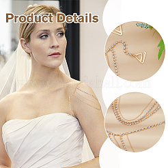 Alloy & Iron Crystal Rhinestone Tassel Sexy Shoulder Bra Body Chains&nbsp;AJEW-WH0455-359G