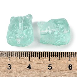 透明スプレーペイントガラスビーズ  キツネ  ミディアムアクアマリン  15x14x13.5mm  穴：1.2mm&nbsp;GLAA-H035-01F