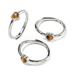 Heart Natural Mixed Stone Adjustable Rings&nbsp;RJEW-Q818-02P
