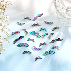 36スタイルの合金ビーズ6個  ウイング  虹色  6.5~10x21~36x3~4.5mm  穴：1.2~2mm  6個/スタイル&nbsp;FIND-PH0007-26