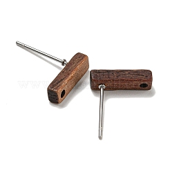 Walnut Wooden Stud Earrings Findings&nbsp;X-EJEW-B060-02B