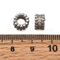 真鍮製マイクロパヴェキュービックジルコニアヨーロピアンビーズ  ロンデルホイールの大きな穴のビーズ  プラチナ  8x5mm  穴：4.3mm&nbsp;KK-Z126-06P