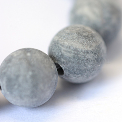 Frosted Natural Polychrome Jasper/Picasso Stone/Picasso Jasper Beads Strands&nbsp;X-G-E334-8mm-24