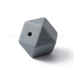 食品グレードの環境に優しいシリコーンビーズ  六角  濃いグレー  17x23x22mm  穴：2mm&nbsp;LS-SIL-TAC0002-04C