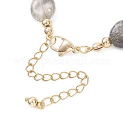 Natural Tourmalinated Quartz & Brass Beaded Bracelets for Women&nbsp;BJEW-JB12904-02