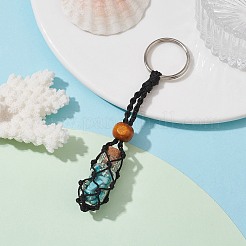 Synthetic Turquoise Wishing Bottle Keychain&nbsp;KEYC-JKC00726-01