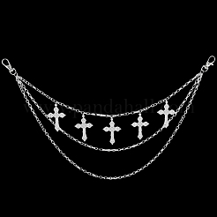 1Pc Iron 3 Layer Cross Tassel Trousers Chains&nbsp;AJEW-SC0031-16