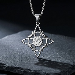 Vintage 304 Stainless Steel Witch Knot Pendant Necklaces&nbsp;WGBCAF0-01