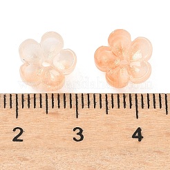 染色・加熱ガラスビーズキャップ  5  - 花びらの花  桃パフ  10x10x5mm  穴：1.4mm&nbsp;GLAA-C042-01A