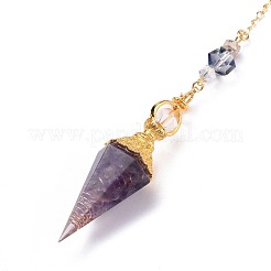 Resin Hexagonal Pointed Dowsing Pendulums(Brass Finding and Gemstone Inside)&nbsp;G-L521-A12