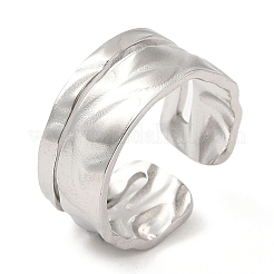 変色しない304ステンレススチールオープンカフリング  二重線  ステンレス鋼色  内径：17.4mm&nbsp;RJEW-K245-74P