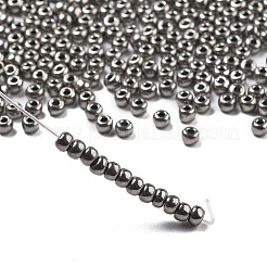 Fgb 8/0グレードAラウンドガラスシードビーズ  メタリックカラー  濃いグレー  8/0  3x2mm  穴：1mm  約10000個/袋&nbsp;SEED-Q008-3mm-F576