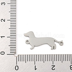 変色しない304ステンレススチールコネクタチャーム  レーザー切断  犬のリンク  ステンレス鋼色  11x22x1mm  穴：1.2mm&nbsp;X-STAS-Z076-22P