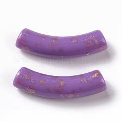 不透明なアクリルビーズ  グリッターパウダー付き  カーブチューブ  ミックスカラー  33x10x8mm  穴：1.5mm&nbsp;X-OACR-A016-04