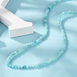 天然アマゾナイトビーズのネックレス  真鍮カニカン付き  ファセットラウンドビーズ  15.75インチ〜16.14インチ（40~41cm）x3~3.5mm&nbsp;NJEW-K114-B-A07