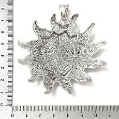 チベット風合金ビッグサイズペンダントトップ  太陽のチャーム  アンティークシルバー  66x66x4mm  穴：5x12mm&nbsp;FIND-D037-02AS-01