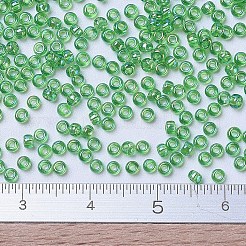MIYUKIラウンドロカイユビーズ  日本製シードビーズ  （rr179l）透明な薄緑ab  11/0  2x1.3mm  穴：0.8mm  約50000個/ポンド&nbsp;SEED-G007-RR0179L
