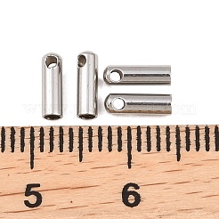変色しにくい201ステンレススチールコードエンド  エンドキャップ  ステンレス鋼色  7x2mm  穴：1mm  内径：1.5mm&nbsp;X-STAS-E088-1.5mm