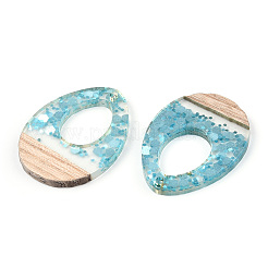 Transparent Resin & White Wood Pendants&nbsp;RESI-N039-49