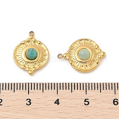 天然石アマゾナイトペンダント  304ステンレススチール製金具付き  イオンプレーティング（ip）  フラットラウンドのチャーム  18KGP本金メッキ  17x12.5x4mm  穴：1.2mm&nbsp;STAS-F312-15G-01