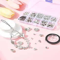 DIY携帯ストラップ作成キット  混合形状のccbと合金ビーズが含まれています  ポリエステルコード携帯ストラップ  ミックスカラー&nbsp;DIY-FS0008-59