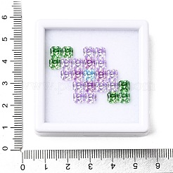 23 個のキュービックジルコニアカボション  後ろ向き  正方形  多面カット  ミックスカラー  4x4mm&nbsp;CU-F002-05G