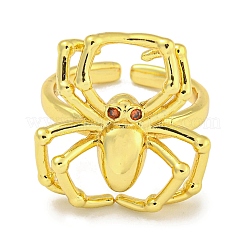 Rack Plating Brass Micro Pave Cubic Zirconia Spider Open Cuff Rings for Women&nbsp;RJEW-I104-22G