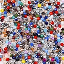ガラスビーズ  混合スタイル  そろばん  多面カット  ミックスカラー  4x3.5mm  穴：1mm  約1260個/100g&nbsp;GLAA-T029-03-02