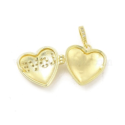 Brass Micro Pave Clear Cubic Zirconia Locket Pendants&nbsp;KK-H441-46LG